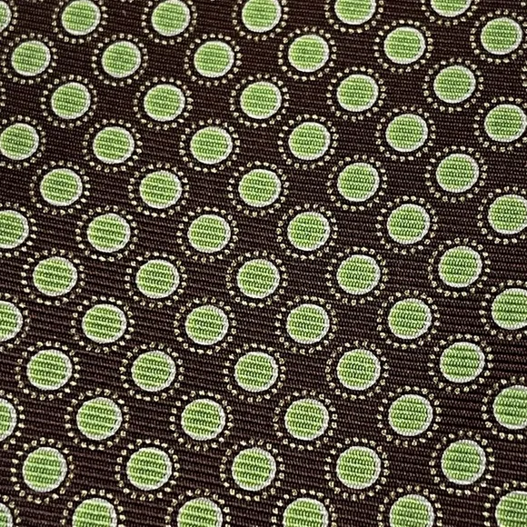 KITON Napoli 100% Silk Brown and Green Polka Dot Tie Made in Italy - Picture 5 of 7